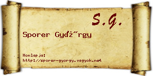 Sporer György névjegykártya